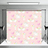 Aperturee - Aperturee Rainbow Unicorn Balloon Birthday Cake Smash Backdrop